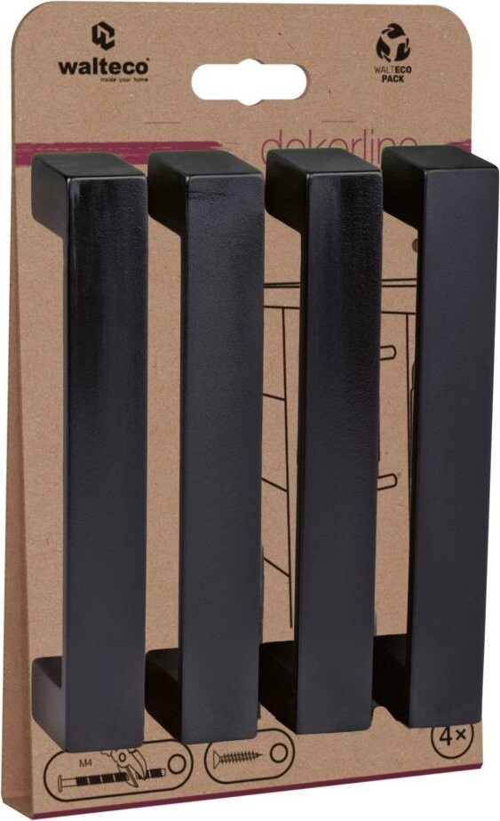 Walteco Set nábytkových úchytek Torino rozteč 128 mm, ABS, matné černé, 4 ks