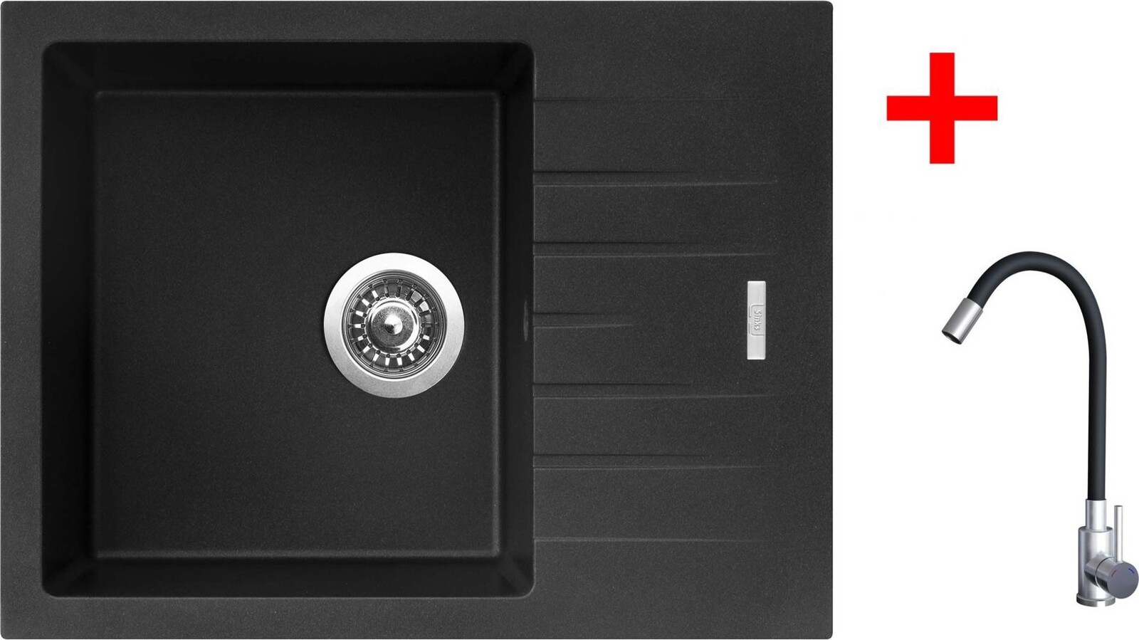 Sinks Perfecto 650 Metalblack + Elasta nehrdzavejúca oceľ/čierny
