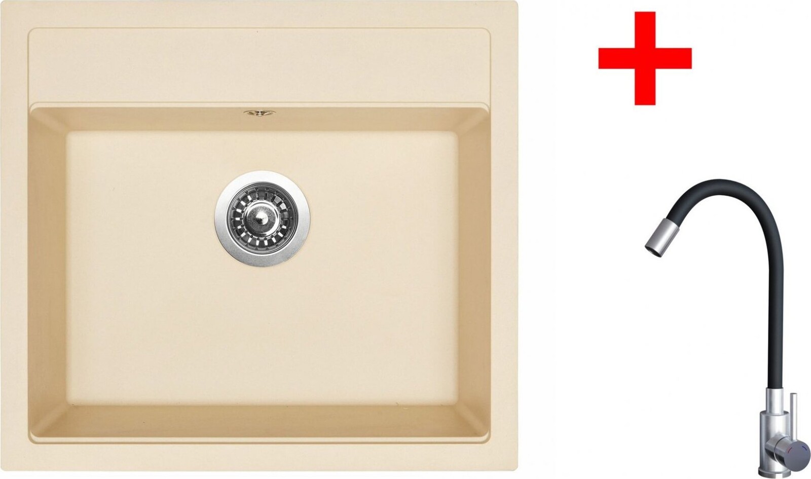 Sinks Solo 560 Sahara + Elasta nehrdzavejúca oceľ/čierna