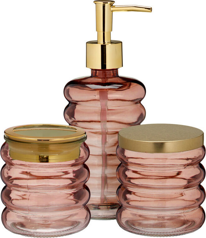 Bathroom Solutions Hum, skleněný dávkovač, kelímek, dóza, růžový