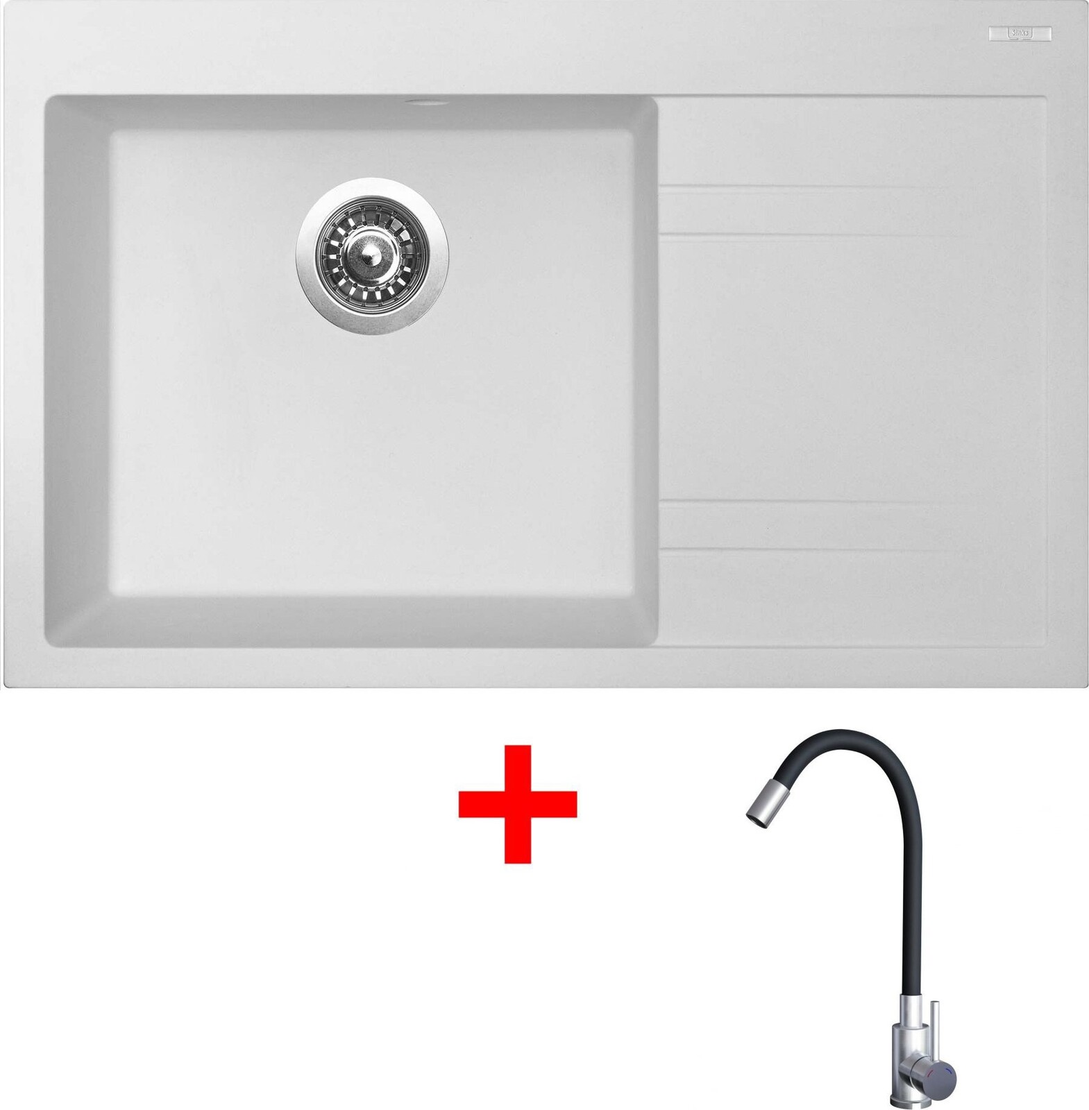 Sinks Rim 780 L Milk + Elasta nehrdzavejúca oceľ/čierny
