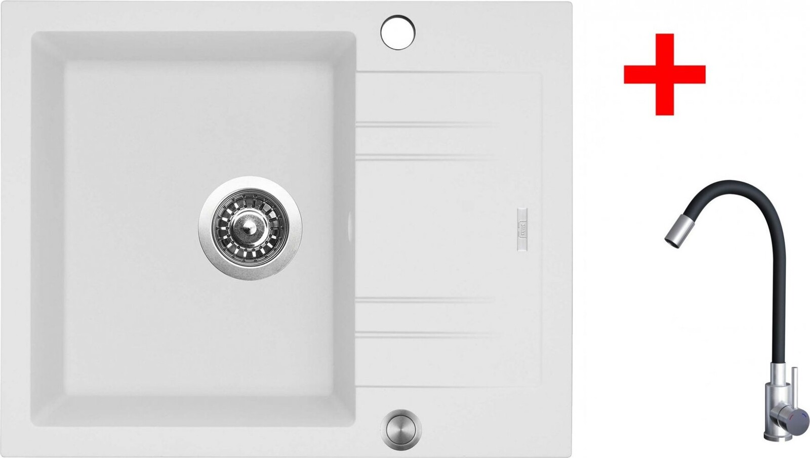 Sinks Linea 600 XC Milk + Elasta nehrdzavejúca oceľ/čierny