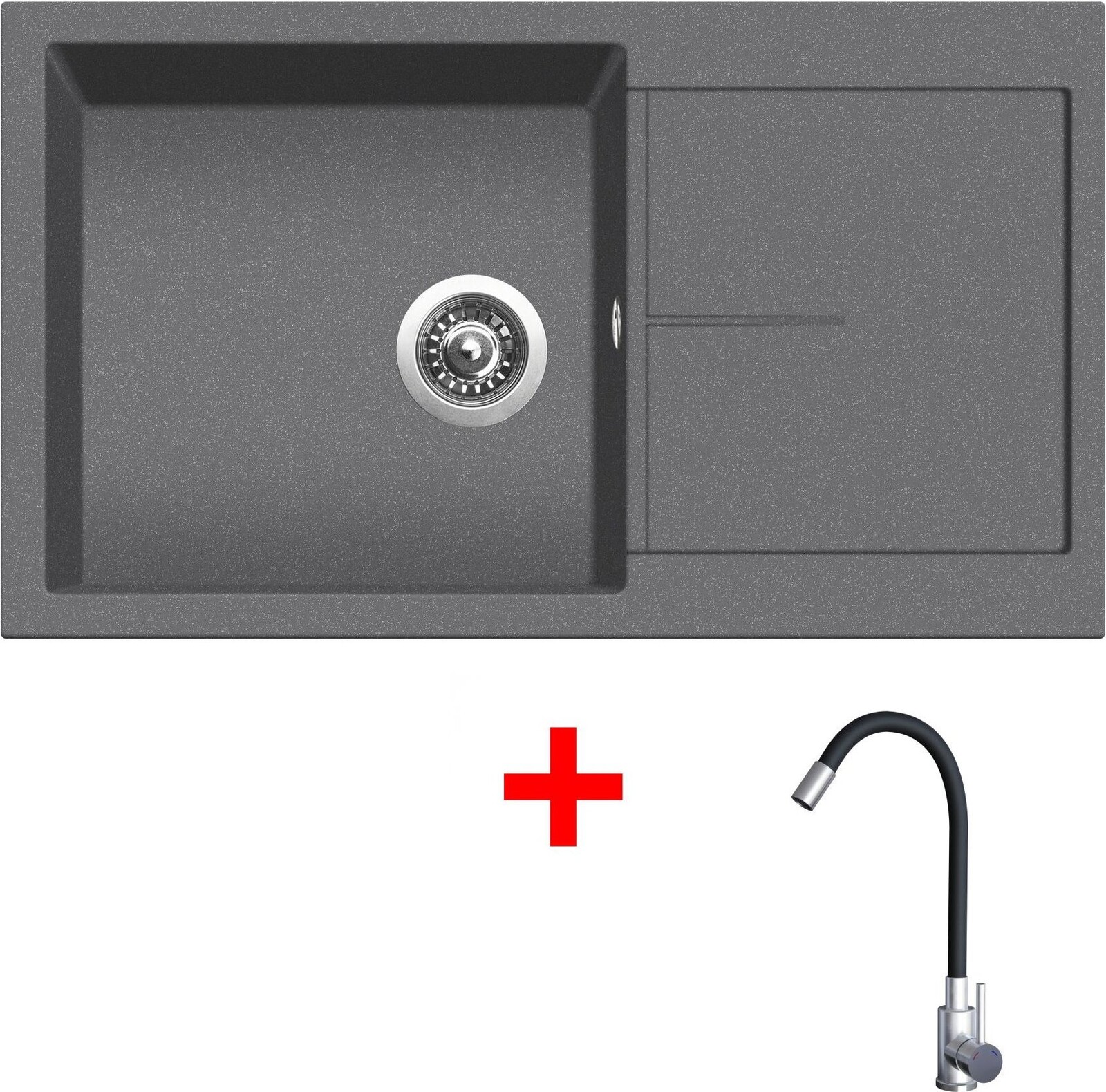 Sinks Infinity 860 Titanium + Elasta nehrdzavejúca oceľ/čierny