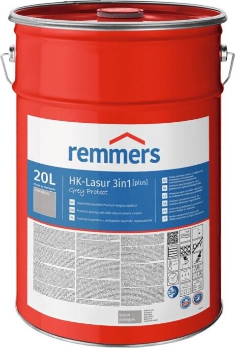 Remmers HK Lazura 3 v 1 Grey protect [plus] 20 l, platingrau / platinově šedá