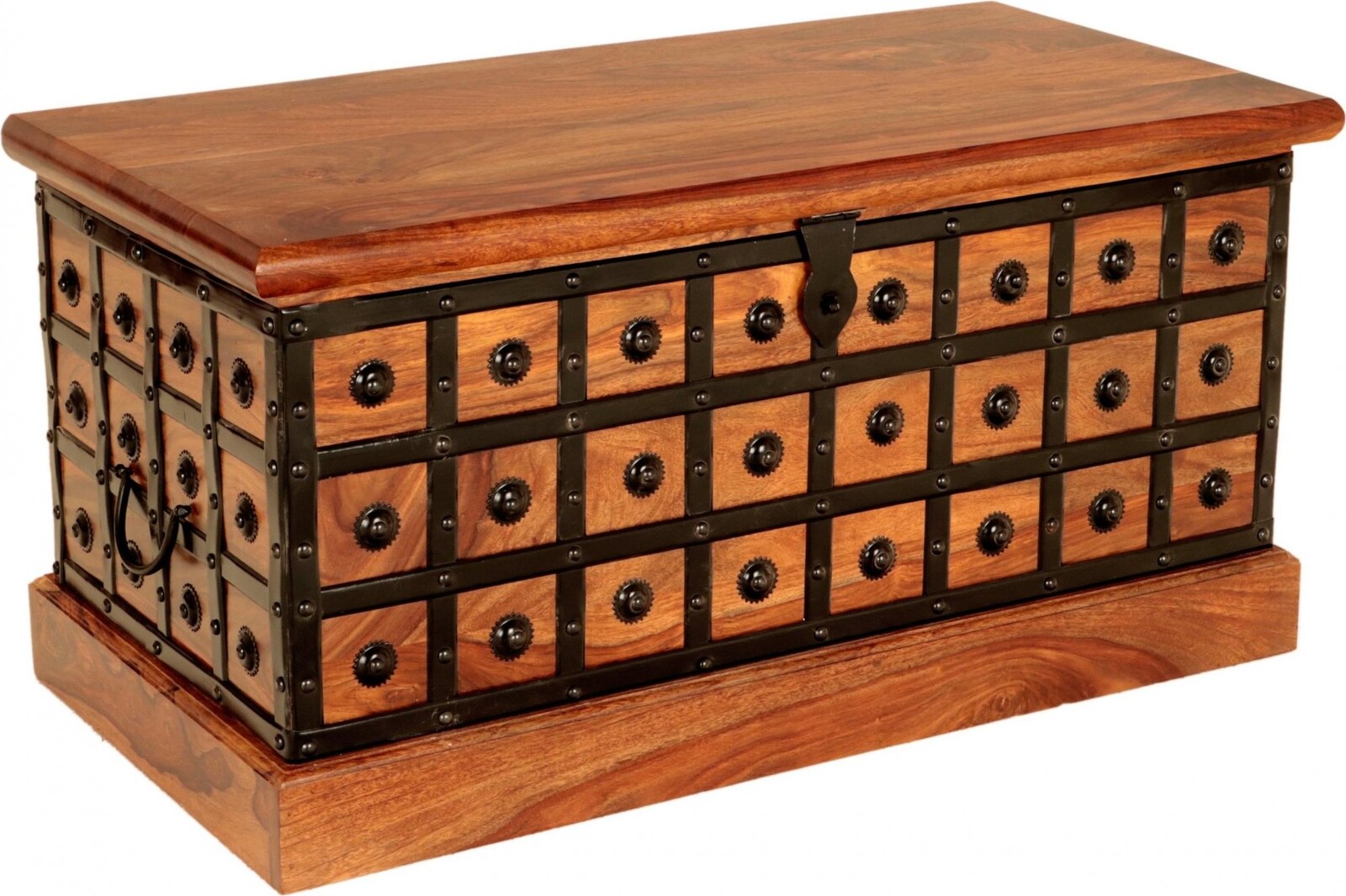 LAKŠMI Truhla Jali 90 × 45 × 45 z indického masivu palisandr - light honey