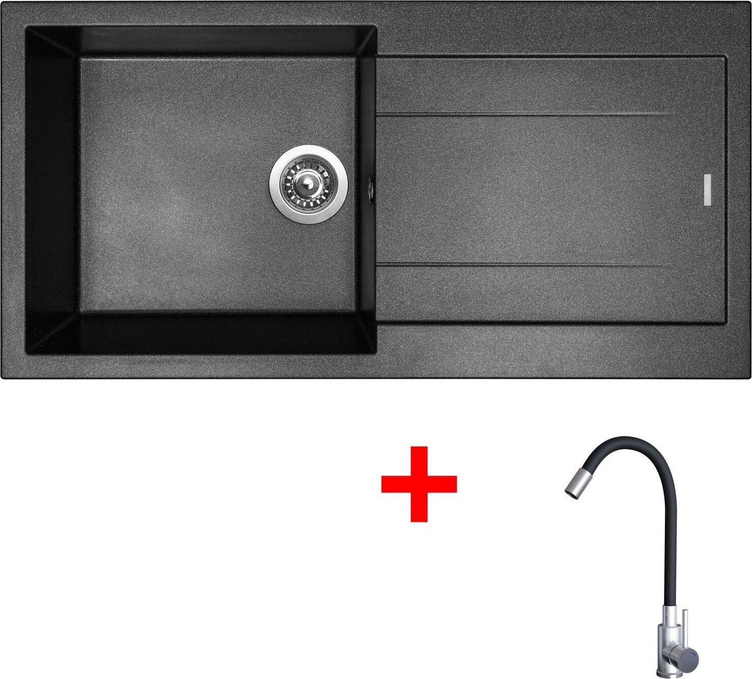Sinks Amanda 990 Metalblack + Elasta nehrdzavejúca oceľ/čierny