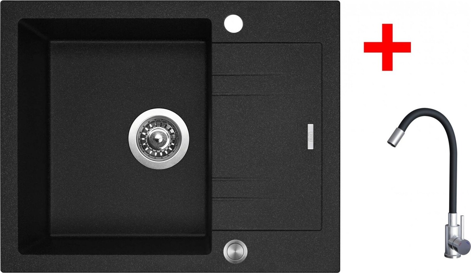 Sinks Linea 600 XC Granblack + Elasta nehrdzavejúca oceľ/čierny