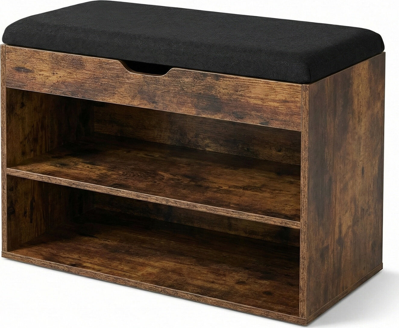 BOXIMO Botník biely so sedadlom LEVA, 60 × 30 × 47 cm, hnedý