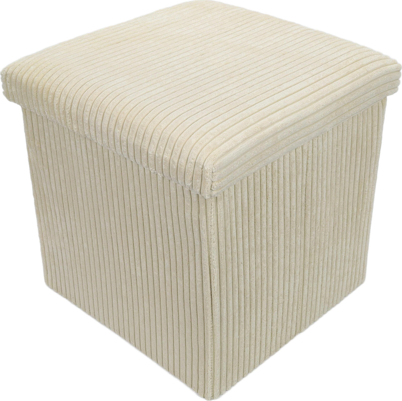 Storagesolutions Manšestrový taburet se úložným prostorem TOBO, 38 × 38 × 38 cm, béžový