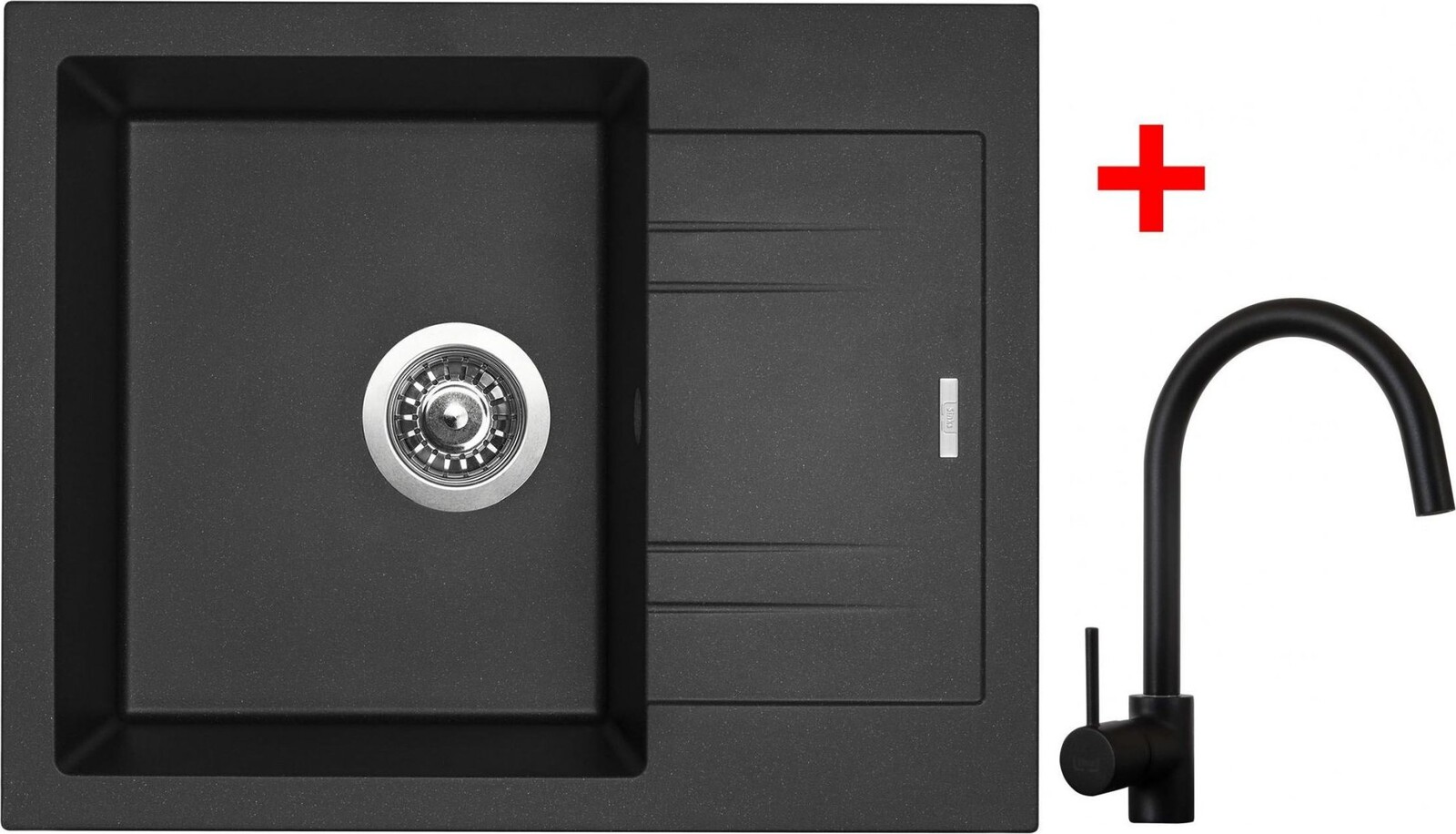 Sinks Linea 600 Metalblack + Vitalia, čierna, matná