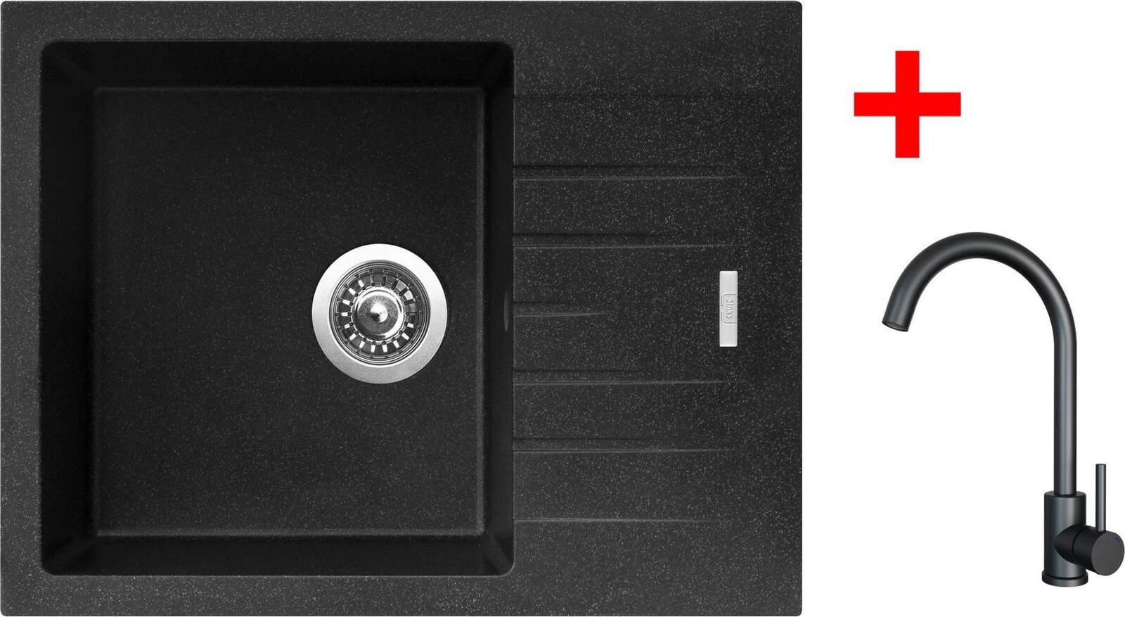 Sinks Perfecto 650 Granblack + Arco čierny matný