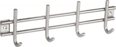 WALTECO Věšáková lišta 300x85mm 4 háčky, nerez