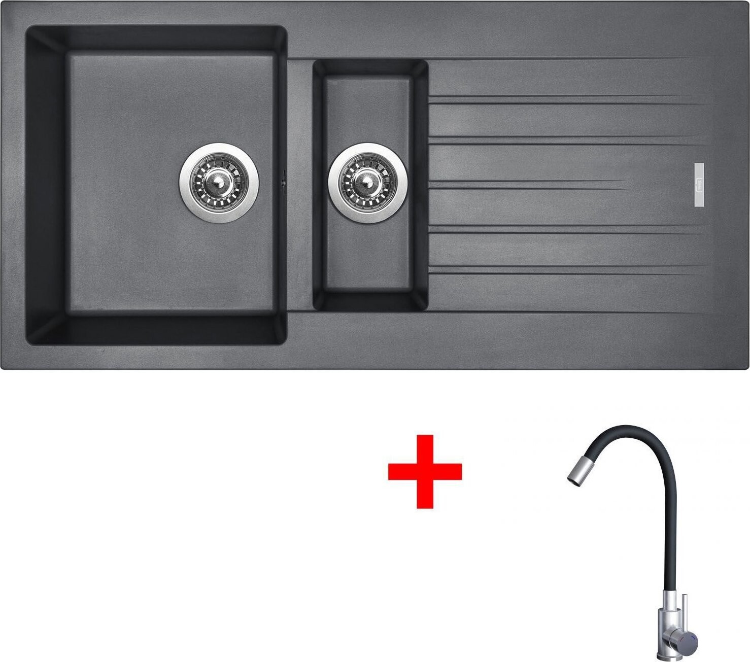 Sinks Perfecto 1000.1 Titanium + Elasta nerez/černý
