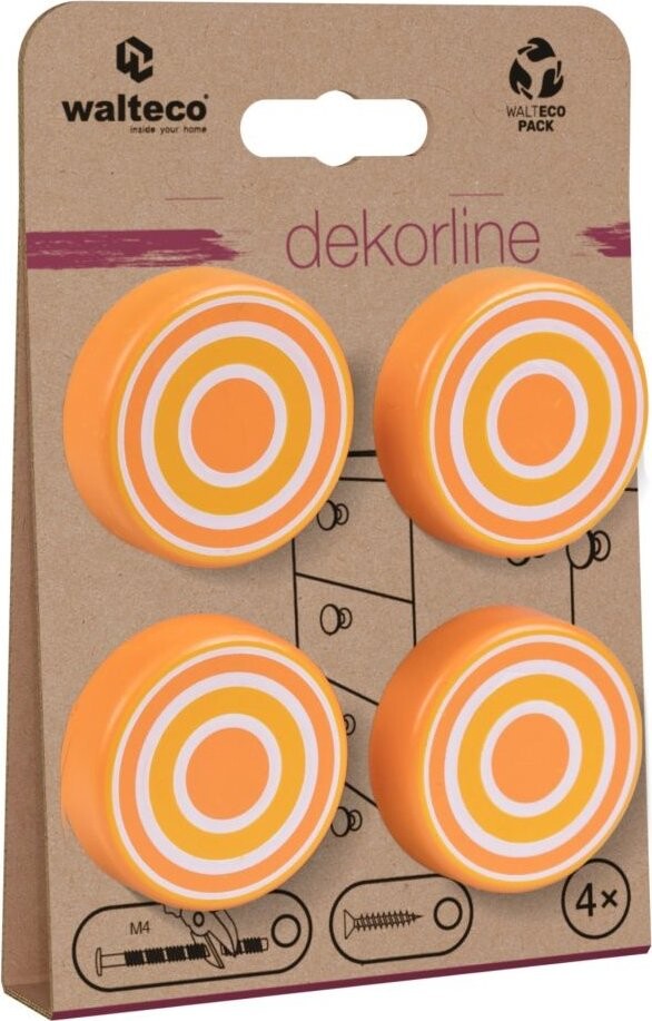 Walteco Set nábytkových knopek, kroužky oranžové, průměr 40 mm, 4 ks