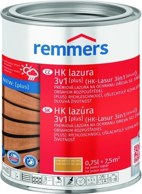 Remmers HK Lazura 3v1 [plus] 0,75 l Eiche hell / Světlý dub