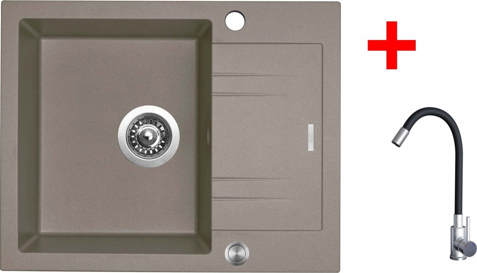 Sinks Linea 600 XC Truffle + Elasta nehrdzavejúca oceľ/čierny