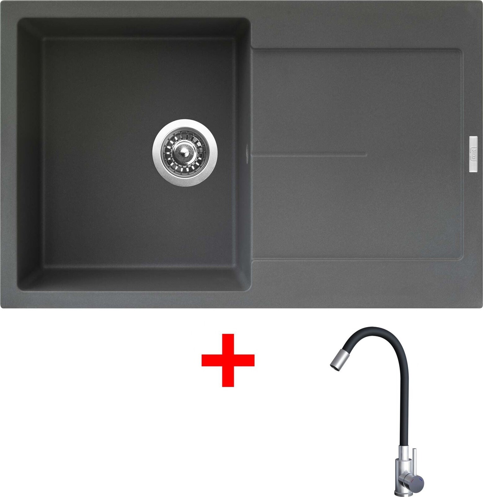 Sinks Ultima 790 Titanium + Elasta nehrdzavejúca oceľ/čierny