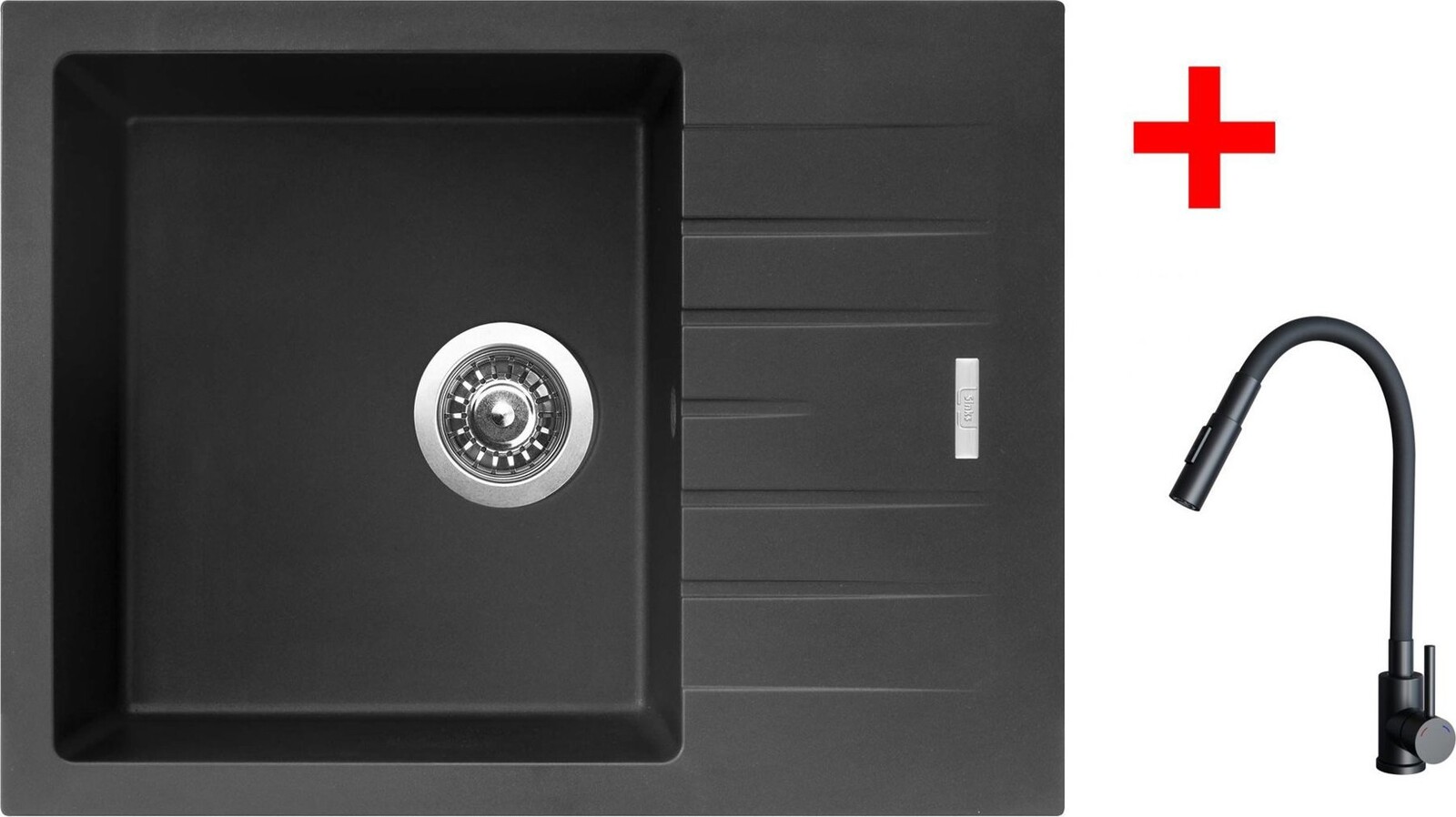 Sinks Perfecto 650 Pureblack + Elasta S čierny matný