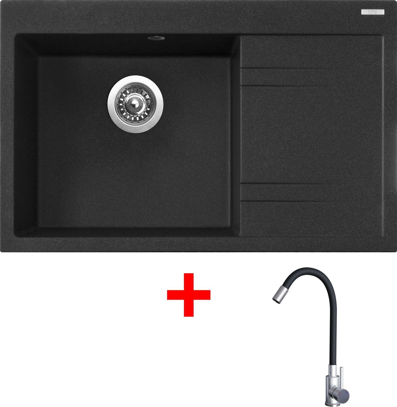 Sinks Rim 780 L Granblack + Elasta nehrdzavejúca oceľ/čierny