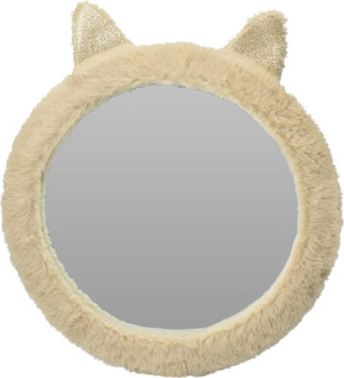 Home Styling Collection Zrcadlo do dětského pokoje ve tvaru plýšové kočky s ušima, průměr 31 cm
