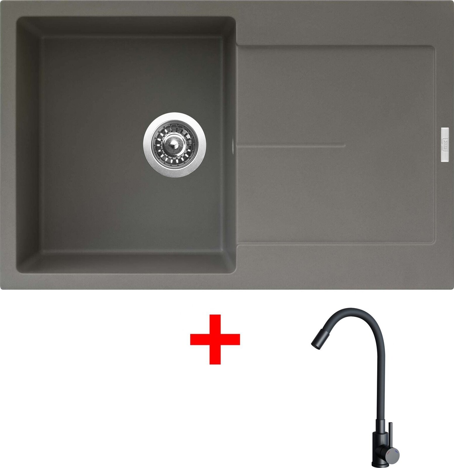 Sinks Ultima 790 Truffle + Elasta čierny matný