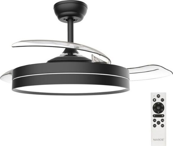 Garsaco Stropní ventilátor se světlem Lugela 107 cm 61 W, 1521 lm, CCT, DO, černý