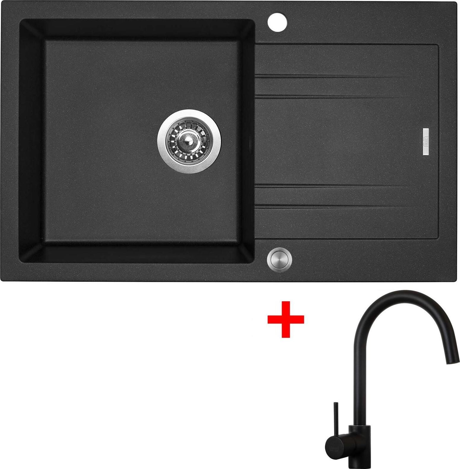 Sinks Linea 780 XC Metalblack + Vitalia, čierna, matná