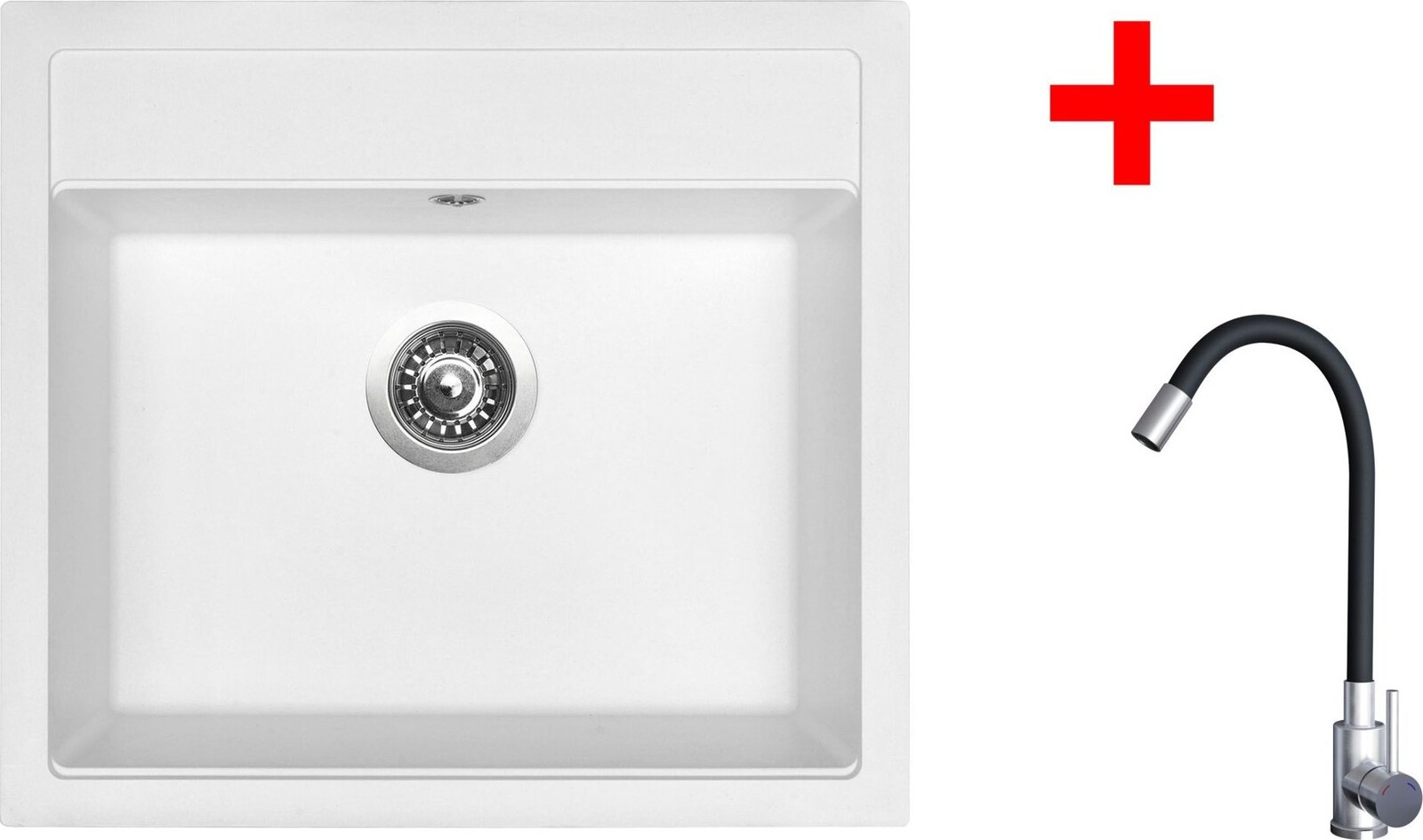 Sinks Solo 560 Milk + Elasta nehrdzavejúca oceľ/čierny