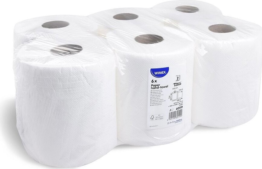 Wimex Maxi Papírové ručníky v roli, laminované, 2vrstvé, návin 100 m, bílé - 6 ks