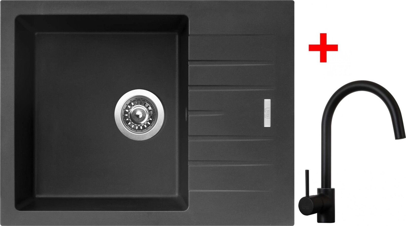 Sinks Perfecto 650 Pureblack + Vitalia, čierna, matná