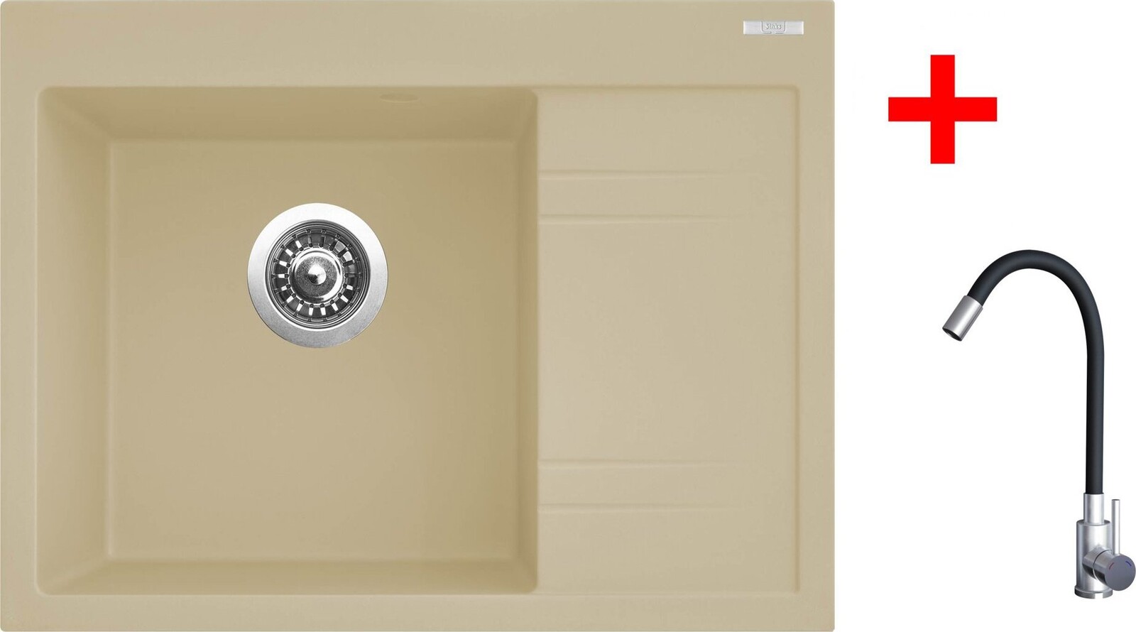 Sinks Rim 650 L Sahara + Elasta nehrdzavejúca oceľ/čierny