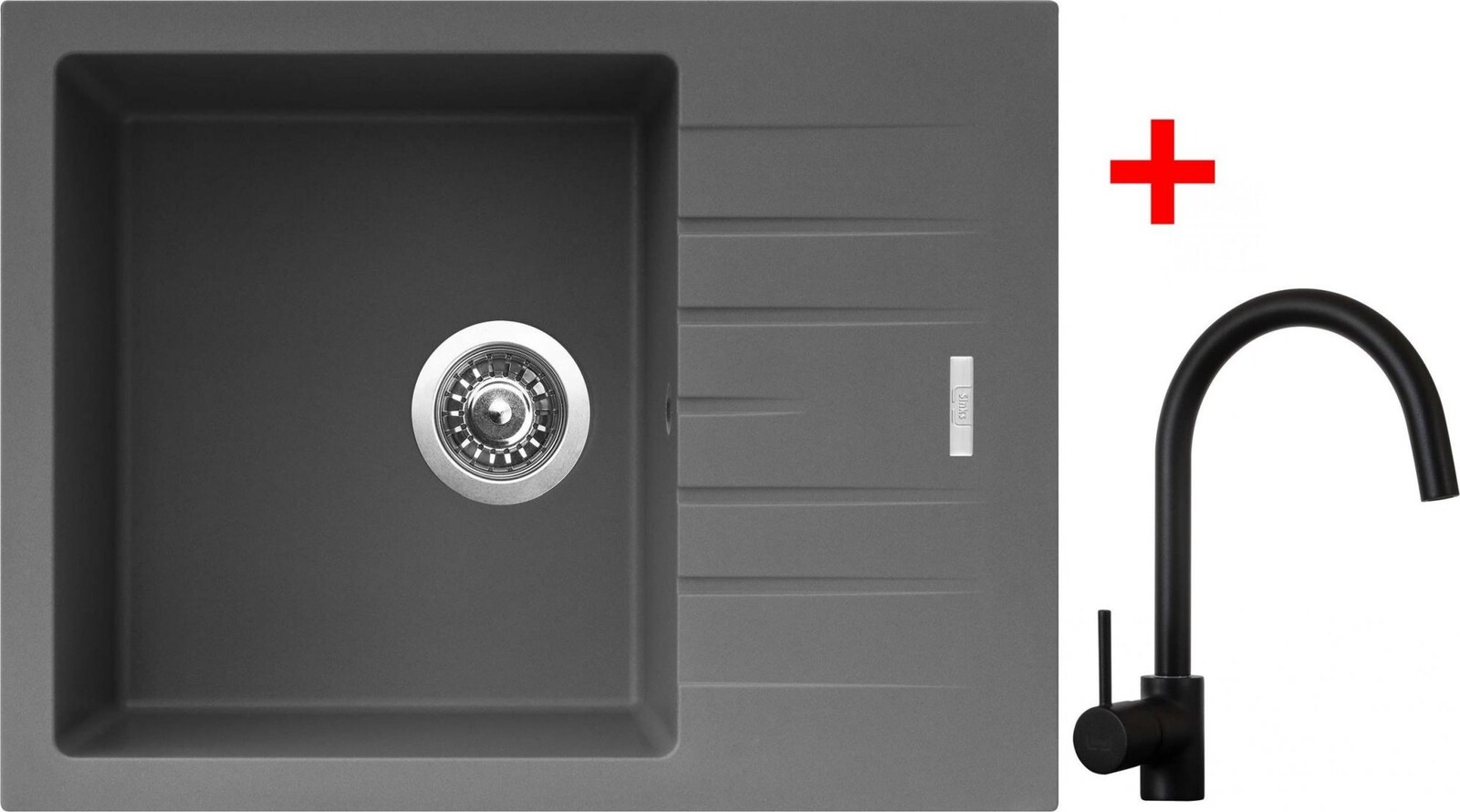 Sinks Perfecto 650 Titanium + Vitalia, čierna, matná