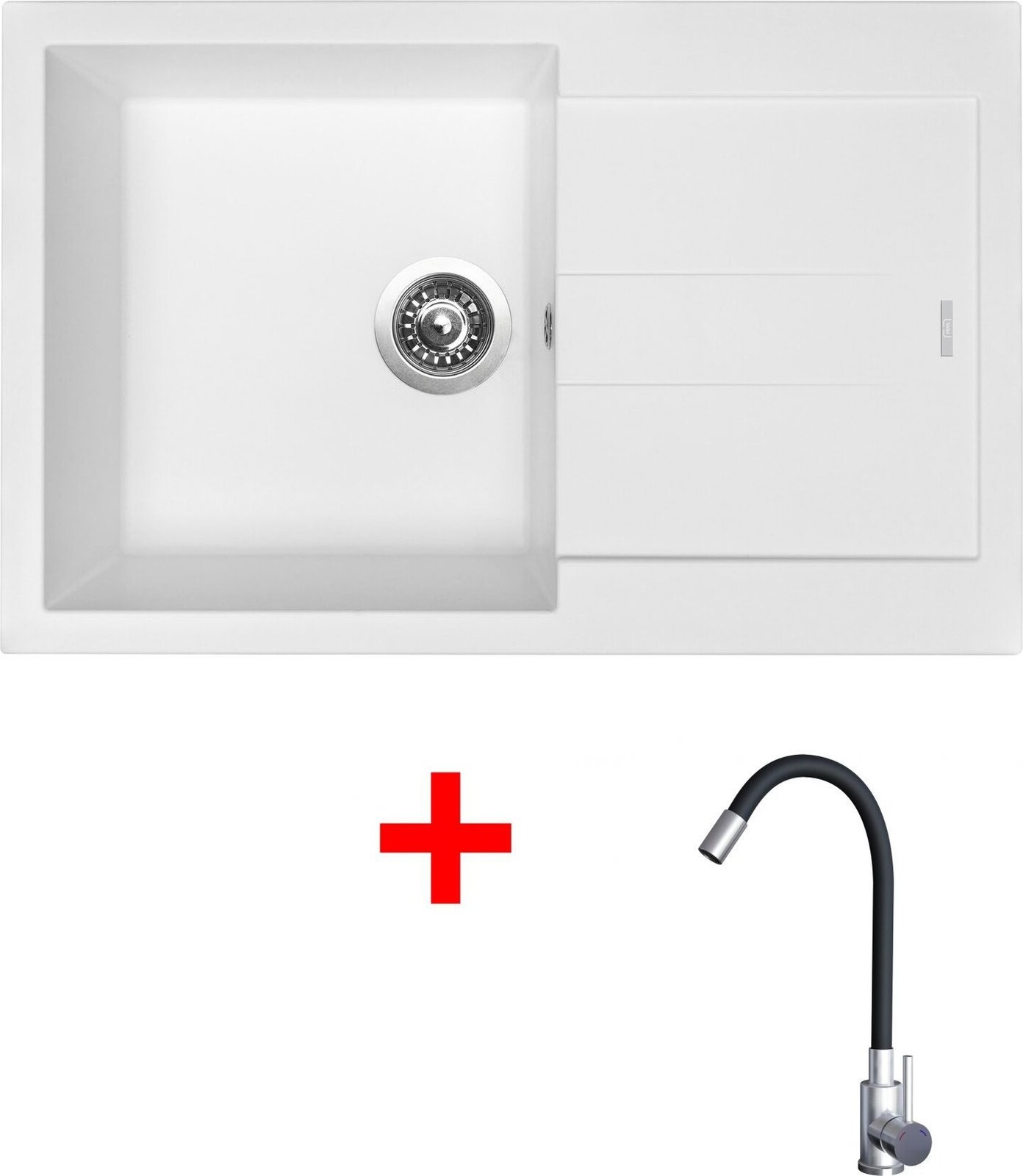 Sinks Amanda 780 Milk + Elasta nehrdzavejúca oceľ/čierny