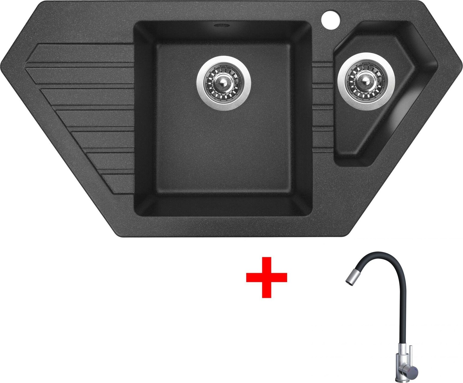 Sinks Bravo 850.1 Granblack + Elasta nerez/černý
