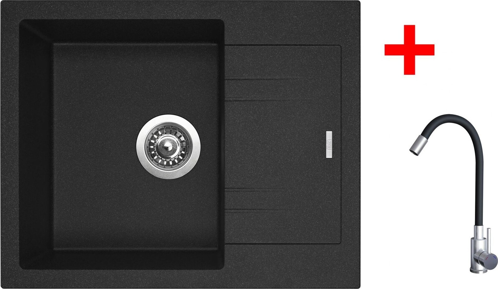 Sinks Linea 600 Granblack + Elasta nehrdzavejúca oceľ/čierny