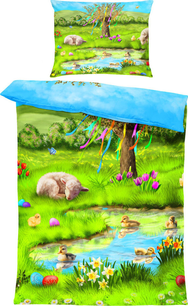 IMPAR Obliečky Ovečky pri vŕbe, 140 × 200 cm + 90 × 70 cm