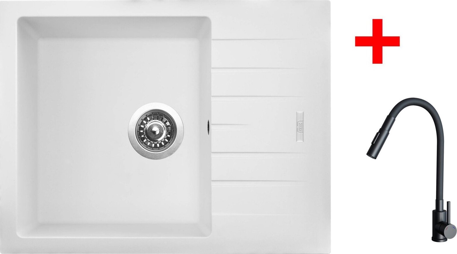 Sinks Perfecto 650 Milk + Elasta S čierny matný