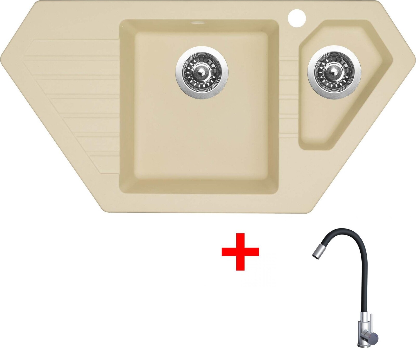 Sinks Bravo 850.1 Sahara + Elasta nerez/černý
