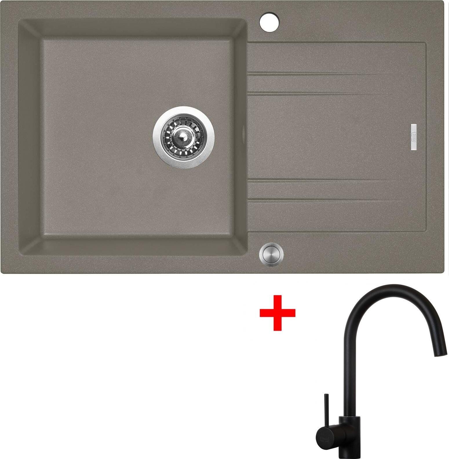 Sinks Linea 780 XC Truffle + Vitalia, čierna, matná