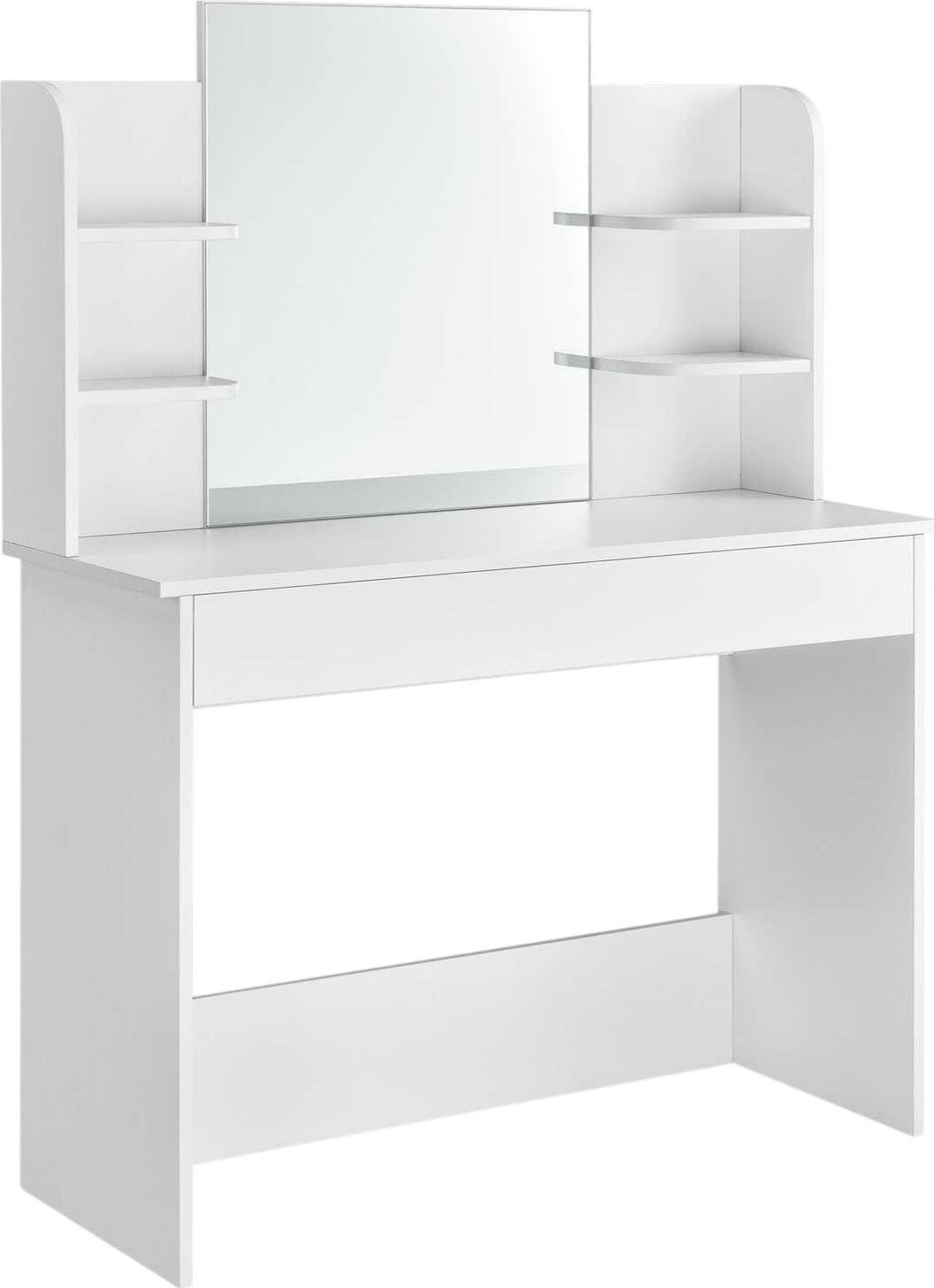 ModernHome PWSHT-20 Kozmetický toaletný stolík s veľkým zrkadlom 108 × 40 × 142 cm, biely