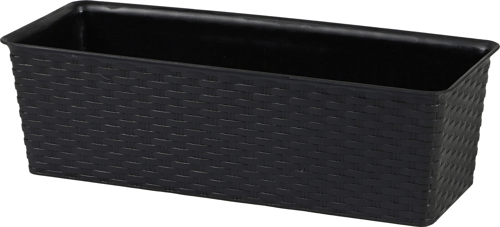 DOCHTMANN Květináč rattan obdelník 40 × 16,5 × 12 cm, černý