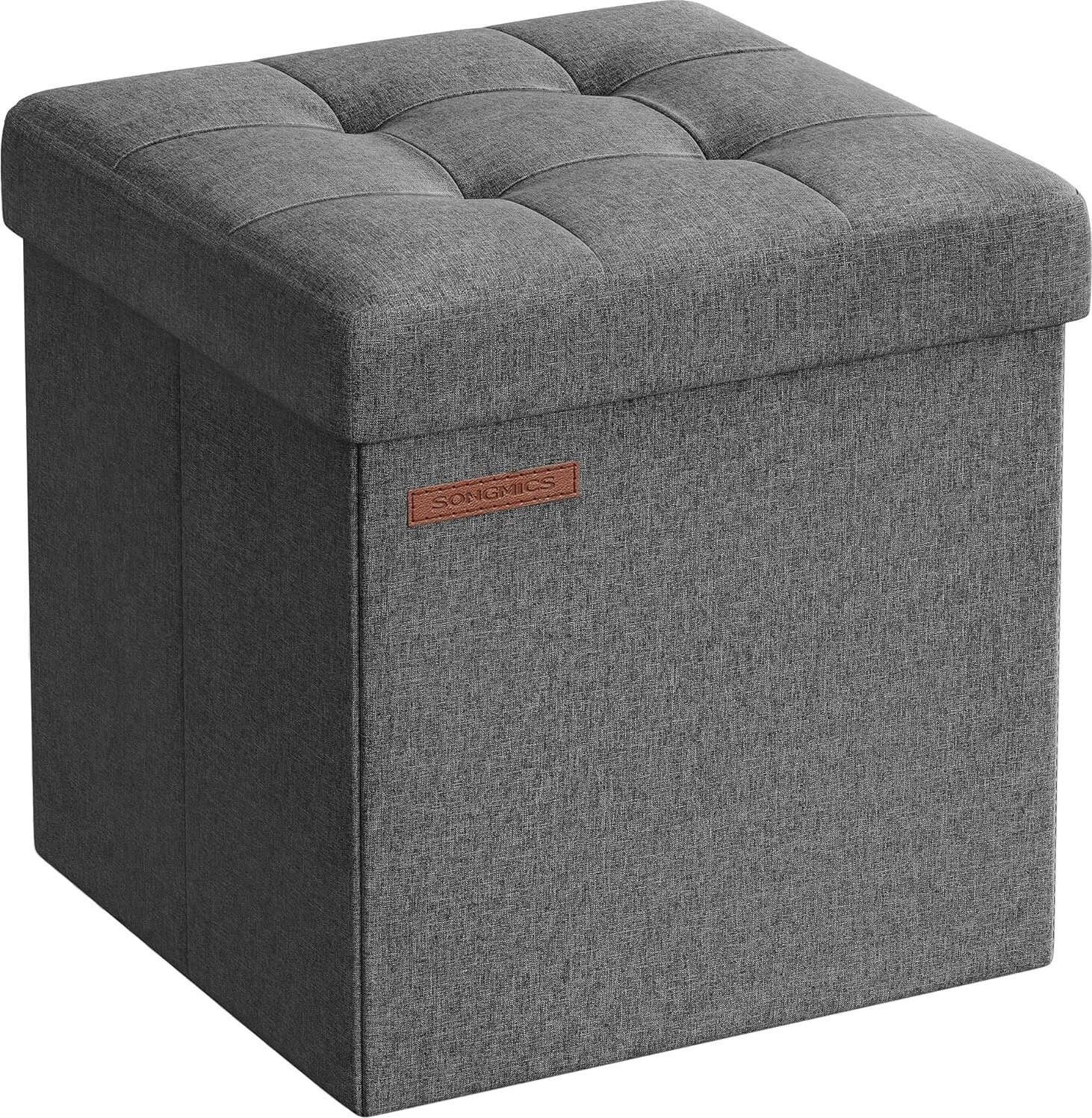 Songmics Taburet s úložným prostorem Nestro 30 cm šedý