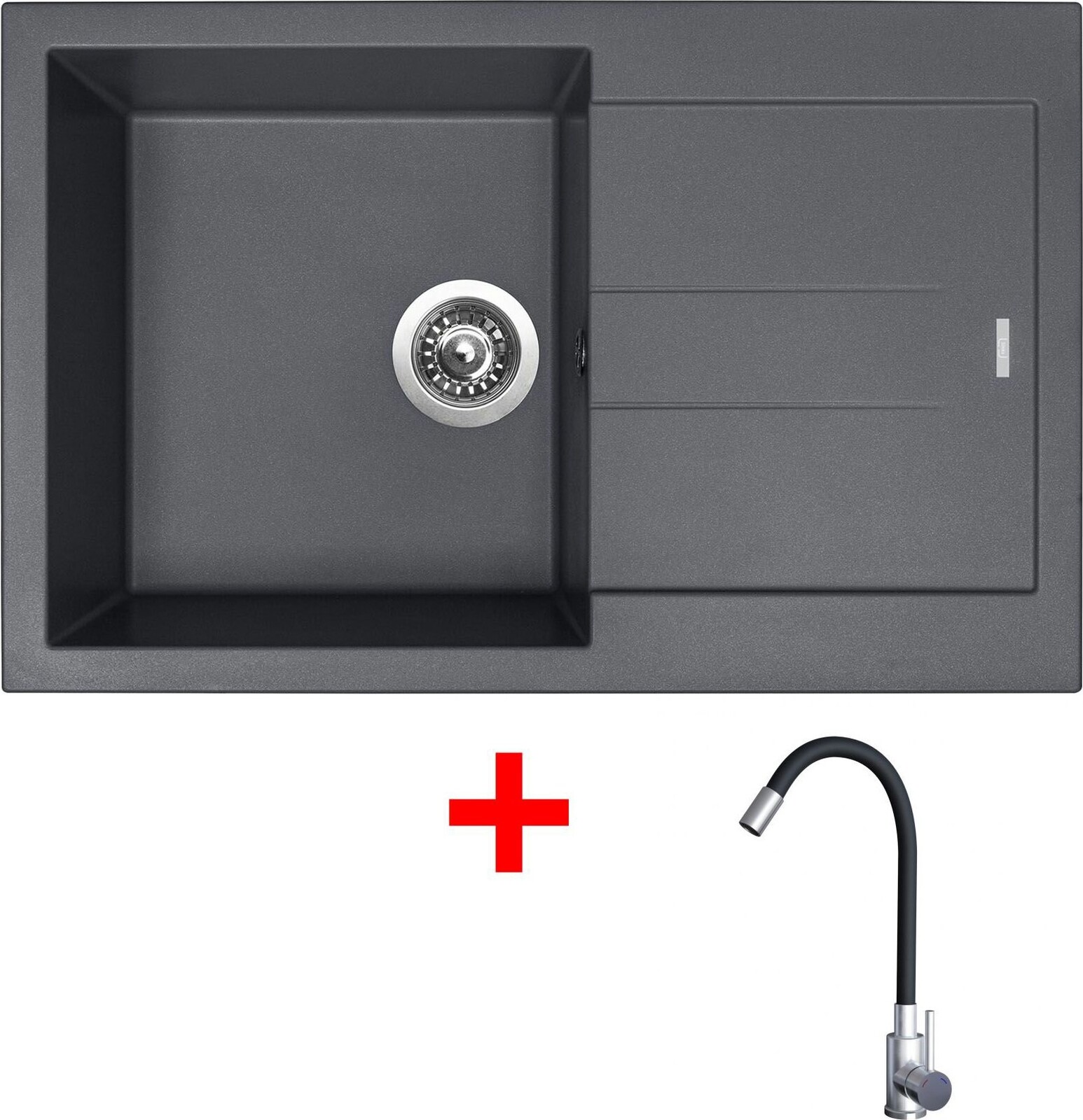 Sinks Amanda 780 Titanium + Elasta nerez/černý