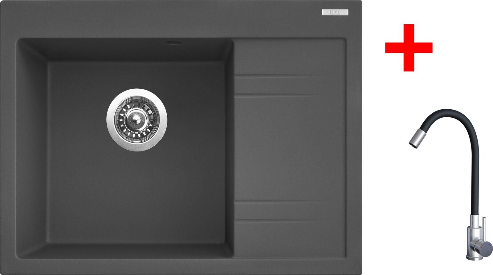 Sinks Rim 650 L Titanium + Elasta nehrdzavejúca oceľ/čierny