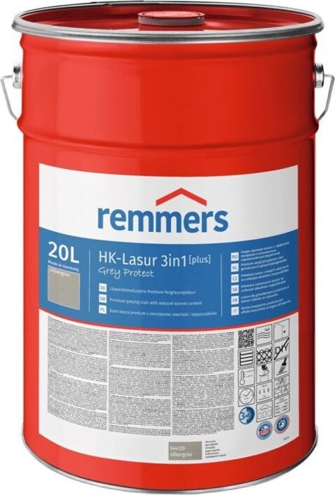 Remmers HK Lazura 3 v 1 Grey protect [plus] 20 l, silbergrau / stříbřitě šedá