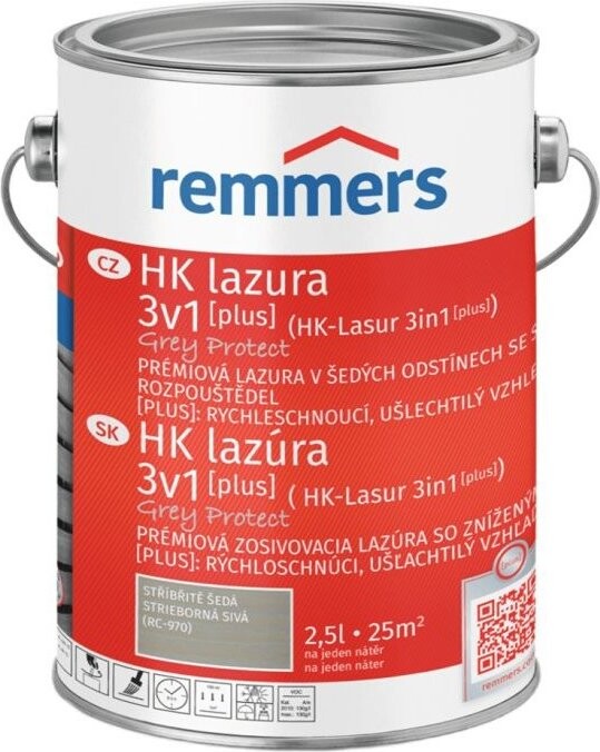 Remmers HK Lazura 3v1 Grey Protect [plus] 2,5 l Silbergrau / Stříbřitě šedá