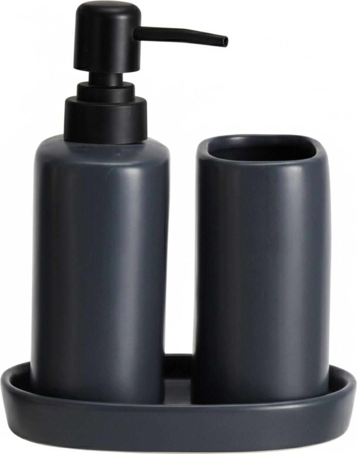 Bathroom Solutions Ply, keramický dávkovač a kelímek, tmavě šedý