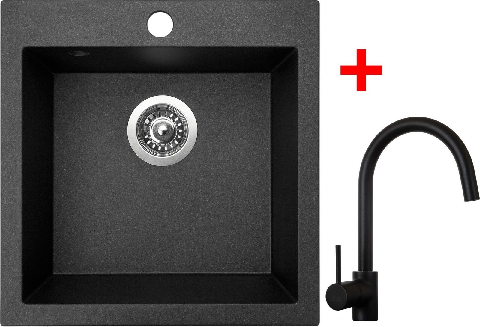 Sinks Viva 455 Metalblack + Vitalia, čierna, matná