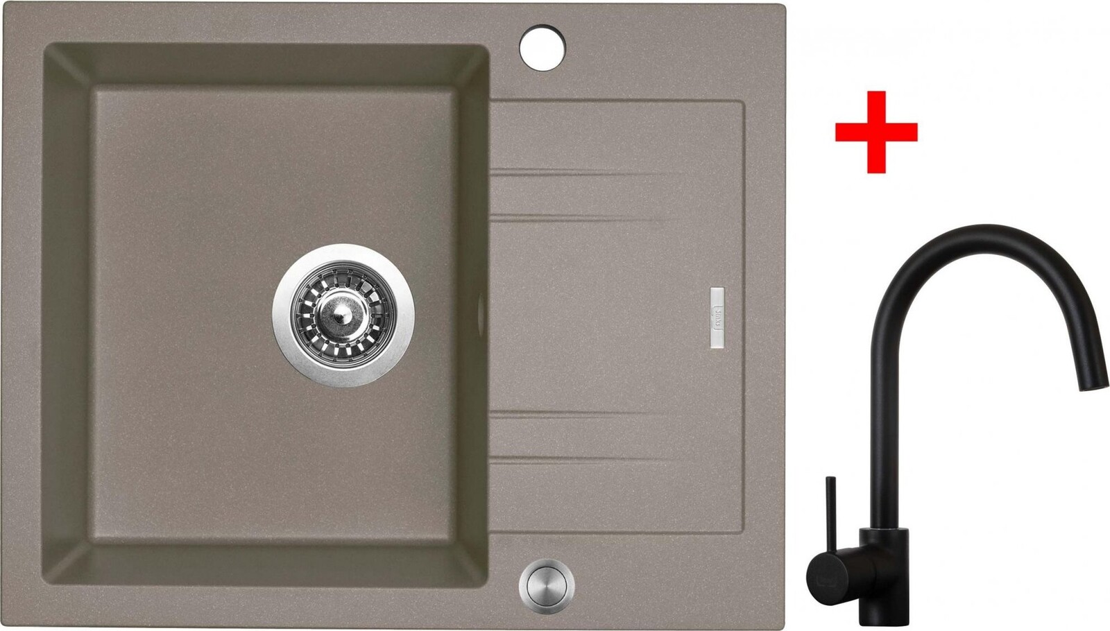 Sinks Linea 600 XC Truffle + Vitalia, čierna, matná