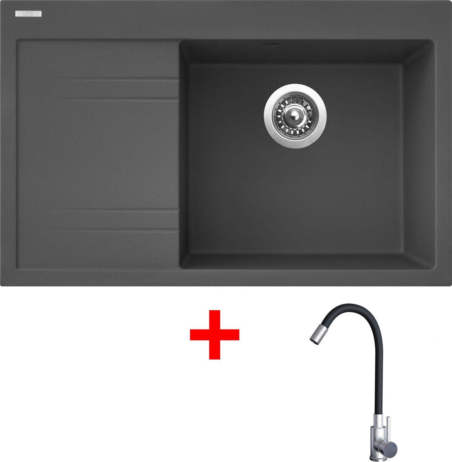 Sinks Rim 780 P Titanium + Elasta nehrdzavejúca oceľ/čierny